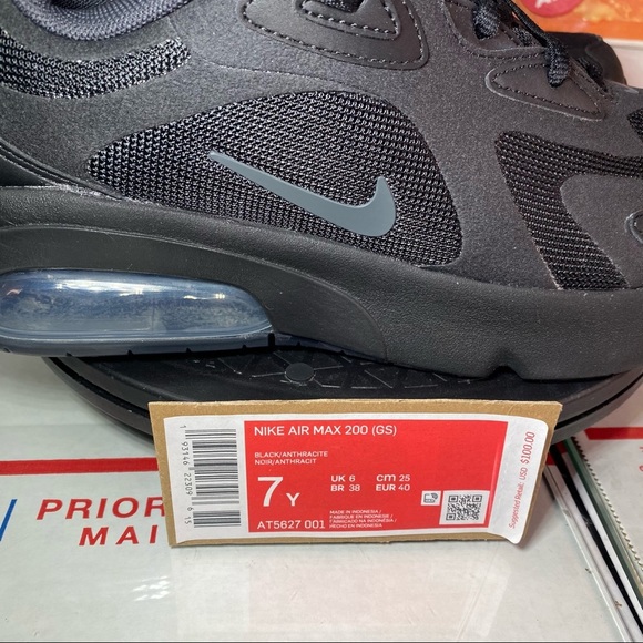 🆕 Nike Air Max 200 GS 'Black' - Picture 2 of 12